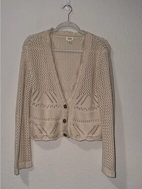 A.N.A. Cream Cable Knit Button Cardigan